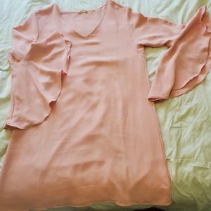 Plus size Pink Dress w/ Sleeve Ruffles